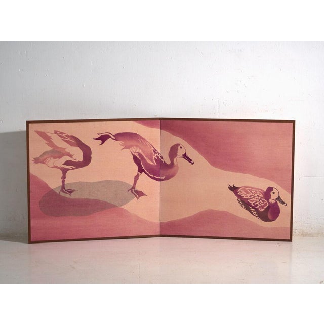 Japanese Two-Panel Screen in Dyed Textile, Japan, 1985 For Sale - Image 4 of 11