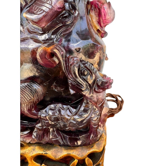 Late 19th Century Late Qing Dynasty Carved Amethyst & Quartz Vessel Lamp For Sale - Image 4 of 12