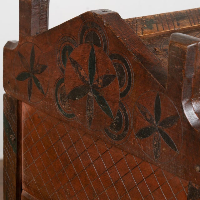 Wood 19th Century Painted and Carved Hungarian Dome Top Trunk For Sale - Image 7 of 18