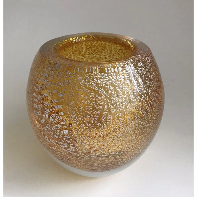 Gold Italian Gold Glass Stardust Vase For Sale - Image 8 of 8