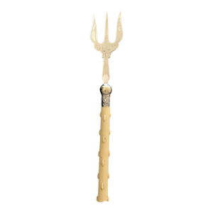 Antique British Bread Fork or Serving Fork With Hallmarks and Carved Twig Handle