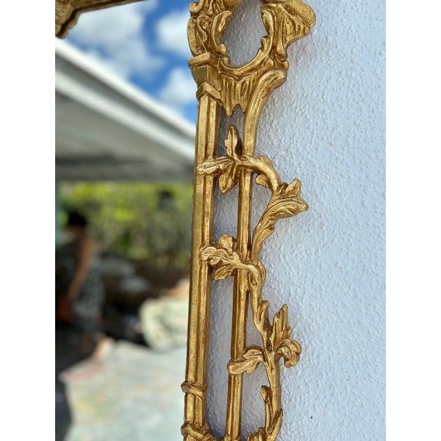 1920s Circa 1920–1940 Chinoiserie Carved Wood Gilt Mirror For Sale - Image 5 of 10