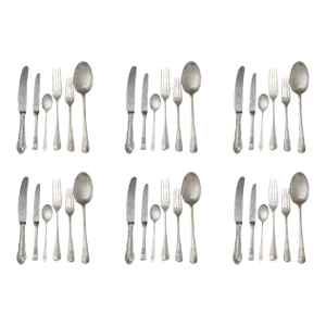 Antique Mixed Pattern Oversized English Flatware W/ Service for 6