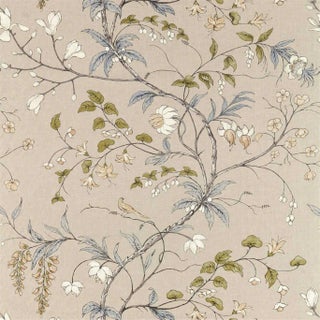 Zoffany Chambalon Trail Fabric in Mercury/Platinum Grey For Sale