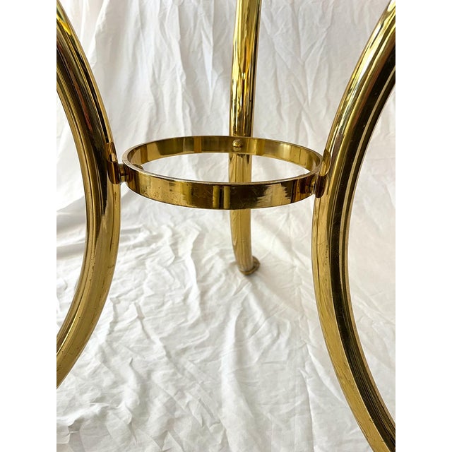 Mid-Century Modern Pair of Mid Century Round Brass and Glass Tables With Bird Motif For Sale - Image 3 of 5