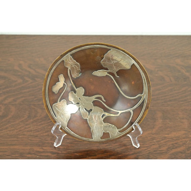 Art Deco Heintz Style Arts & Crafts Sterling Silver on Bronze Plate For Sale - Image 3 of 9