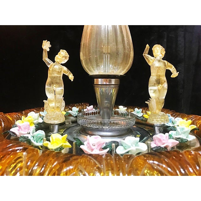 Glass Gold Orange Murano Glass Fountain with Lighting and Water, Italy, 1970s For Sale - Image 7 of 16