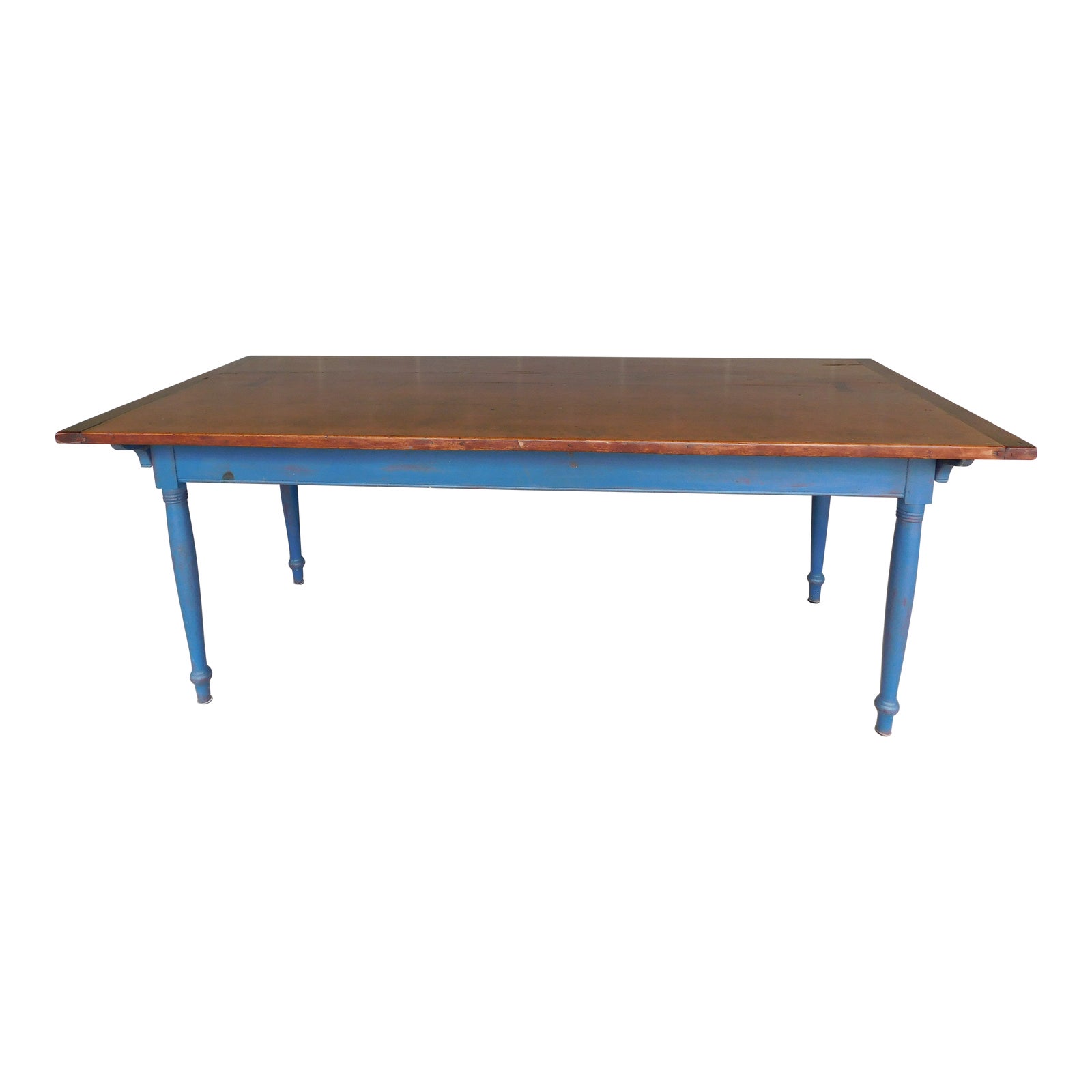 Vintage Shaker Style Custom Handmade Robins Egg Blue Base Dining Table