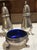 English Antique Sterling Silver Figural Bird Salt & Pepper Shakers With Cobalt Glass Salt Cellar-Phili H. Stevens - 3pcs For Sale - Image 3 of 7