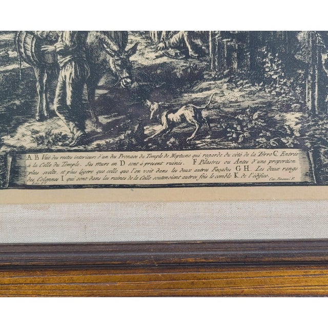 Mediterranean Antique Framed Copper Engraving of the Temples at Paestum After Francesco Piranesi For Sale - Image 3 of 7