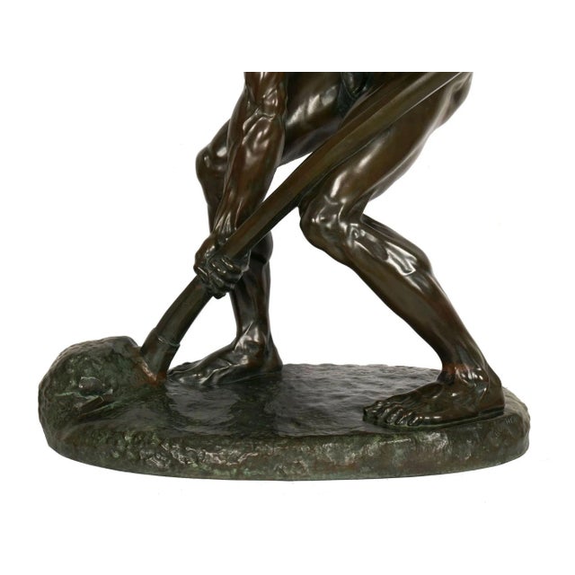 Metal “a La Terre!” (1890) French Antique Bronze Sculpture by Alfred Boucher & Barbedienne For Sale - Image 7 of 12