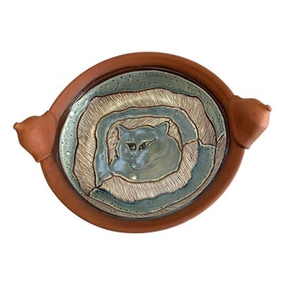 Cat Design Casserole Dish by Functional Potter Clary Illian For Sale