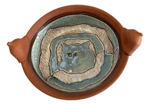 Cat Design Casserole Dish by Functional Potter Clary Illian
