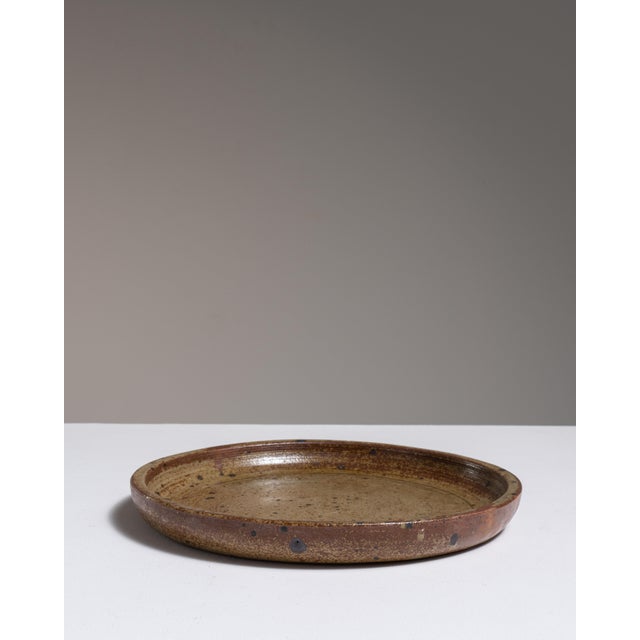 1970s Belgium Tan Ceramic Platter For Sale - Image 15 of 15