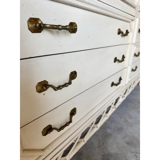 Vintage Ficks Reed Rattan and Faux Bamboo Eight Drawer Dresser/Sold For Sale - Image 11 of 12