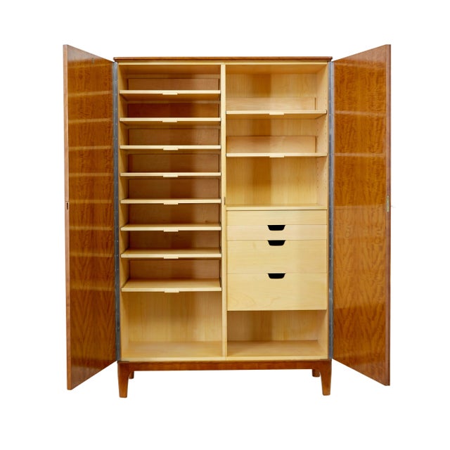 1930s Mid-Century Birch Wardrobe by Oscar Nilsson for Nordiska Kompaniet, 1939 For Sale - Image 5 of 14