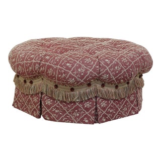Charles Stewart Designer Round Upholstered Ottoman For Sale