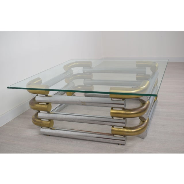 Metal Brass and Steel Coffee Table, Italy, 1970 For Sale - Image 7 of 12