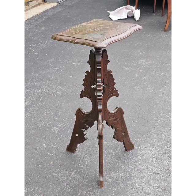 19th Century Eastlake Carved Walnut Stand Pedestal For Sale - Image 12 of 13