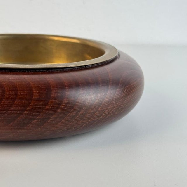 Italian Walnut and Patinated Brass Ashtray by Sandro Petti, 1970s For Sale - Image 10 of 11