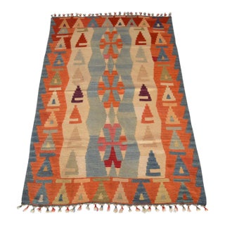 1980s Hand Woven Colorful Kilim Small Rug For Sale