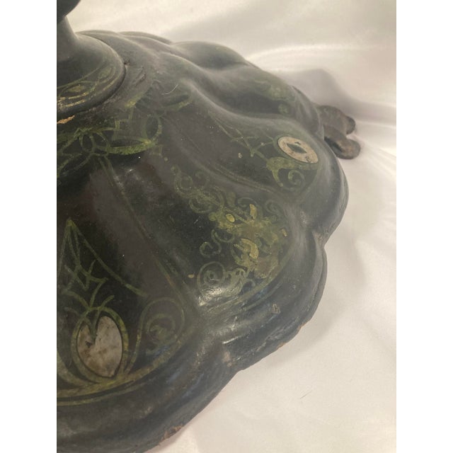 Antique Victorian Papier-Mâché Pedestal Table | Mother of Pearl Inlay |25'' H For Sale - Image 18 of 18