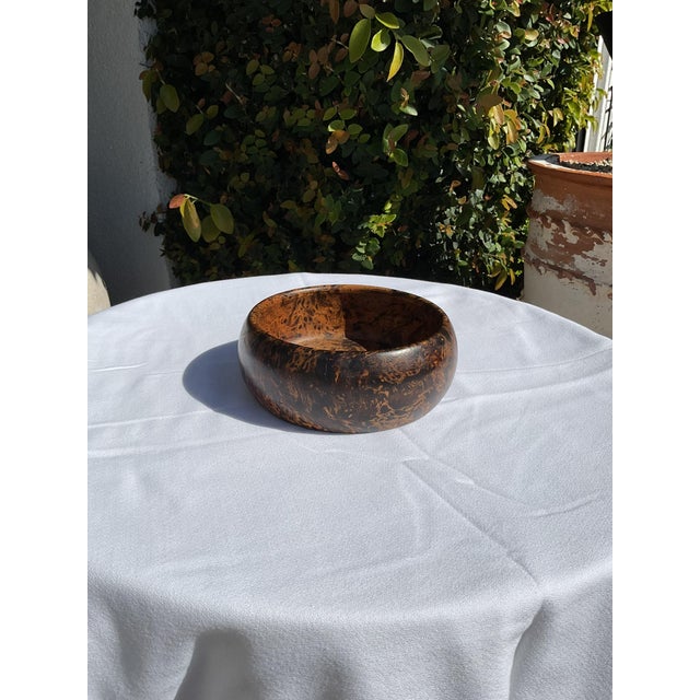 Vintage Turned Burl Wood Bowl – Organic Mid Century Decorative Catchall For Sale In Los Angeles - Image 6 of 11
