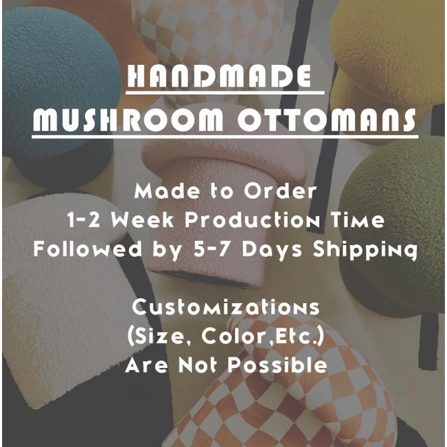 Mushroom Ottoman in Cinnamon Boucle For Sale - Image 12 of 12