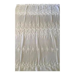 1960s Vintage France Voiles Embroidered Sheer Panel Curtain White