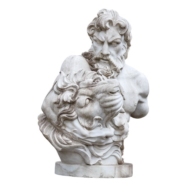 Bust of Hercules and the Nemean Lion, Late 20th Century, Marble For Sale