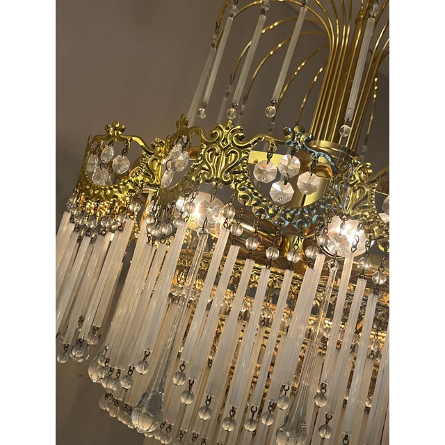 Italian Opaline Rod Chandelier, 1980s For Sale - Image 12 of 15