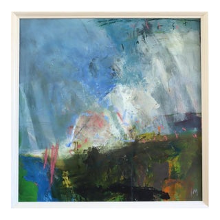 Contemporary 'Coastal Path' Original Abstract Landscape Oil Painting by British Artist Ian Mood, Framed For Sale