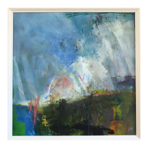 Contemporary 'Coastal Path' Original Abstract Landscape Oil Painting by British Artist Ian Mood, Framed