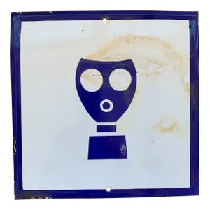 Vintage Blue and White Industrial Enamel Factory Sign