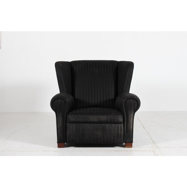Large Danish Art Deco Lounge Chair with Black Fabric in the style of Fritz Hansen, 1930s For Sale - Image 11 of 11