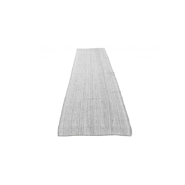 Modern Vintage Gray Modern Kilim Runner - 3`0″ X 12`0″ For Sale - Image 3 of 6