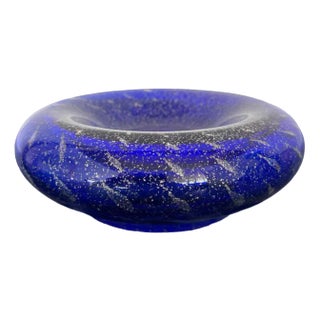 Empty Pockets Tray in Murano Glass, Blue Bubbles & Silver Powder, 1990s For Sale