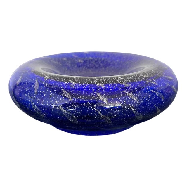 Empty Pockets Tray in Murano Glass, Blue Bubbles & Silver Powder, 1990s For Sale
