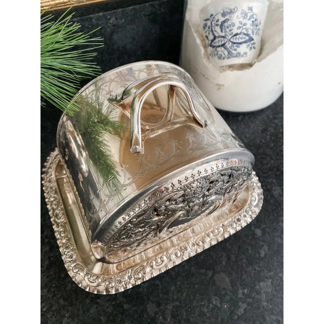 Victorian Exceptional and Rare Victorian English Silver Plate Cheese Dome & Tray With Repoussé Floral Decoration, Circa 1890 For Sale - Image 3 of 15