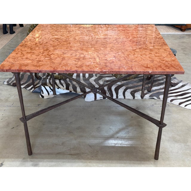 Giovanni Banci for Hermès Hammered Iron & Breccia Rossa Marble Table, Circa 1990 For Sale - Image 16 of 18