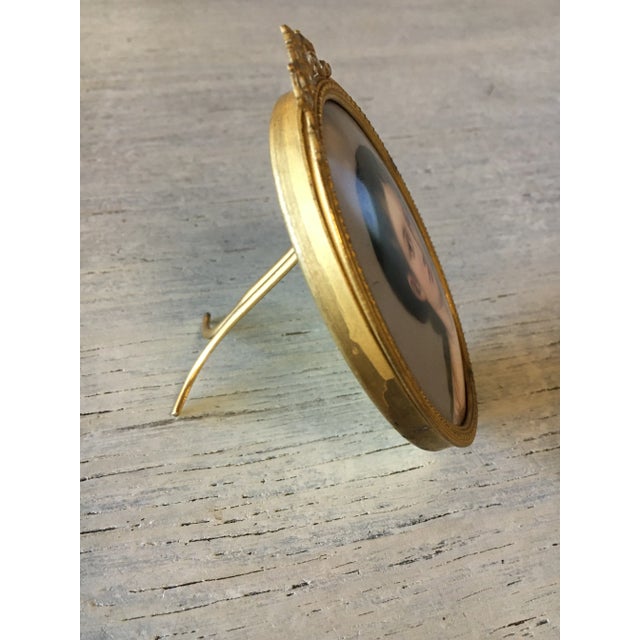 Gold Antique Portrait on Porcelain, Framed For Sale - Image 8 of 11