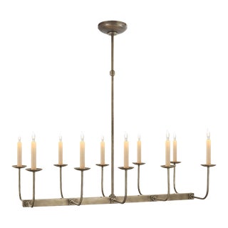 Chapman & Myers for Visual Comfort Signature Linear Branched Chandelier in Antique Nickel For Sale