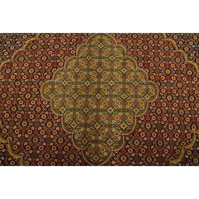 Fine Tabriz Rug 9’9” X 12’7” Blue Wool Traditional Hand-Knotted Carpet For Sale In Philadelphia - Image 6 of 15