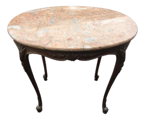 19th Century Hand Carved Louis the 15th Style Marble Top Side Table.