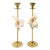 Brass Candlesticks Shells Seashells Pair For Sale