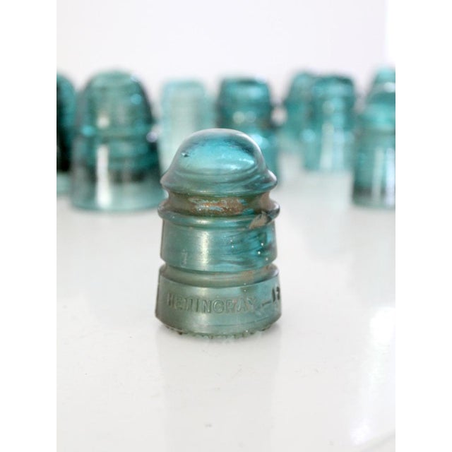 Early 20th Century Antique Hemingray No. 12 Aqua Glass Telephone Insulator For Sale - Image 5 of 6