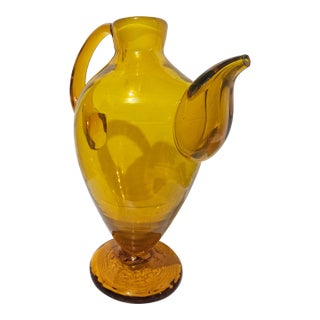 Vintage Blenko #573 Tangerine Amberina Cocktail Pitcher For Sale