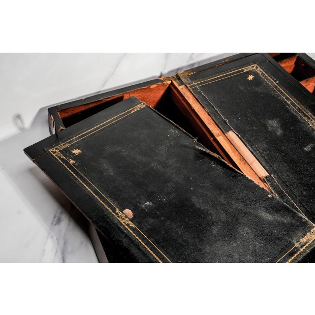 Incredible Large Victorian Antique Brass and Wood Writing Slope Box Lap Desk English Country Home Decor For Sale - Image 14 of 18