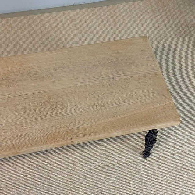 Antique Country French Stripped Oak and Hand Forged Iron Coffee Table For Sale - Image 16 of 16