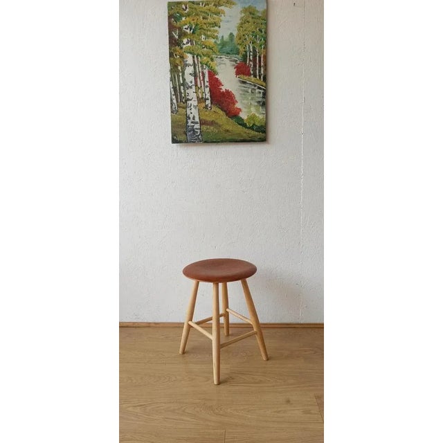 Vintage Swedish Wooden Stool, 1960s For Sale - Image 6 of 10